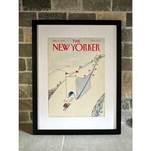 Framed 1990 The New Yorker January 22 Cover Niculae Asciu Ski Racer